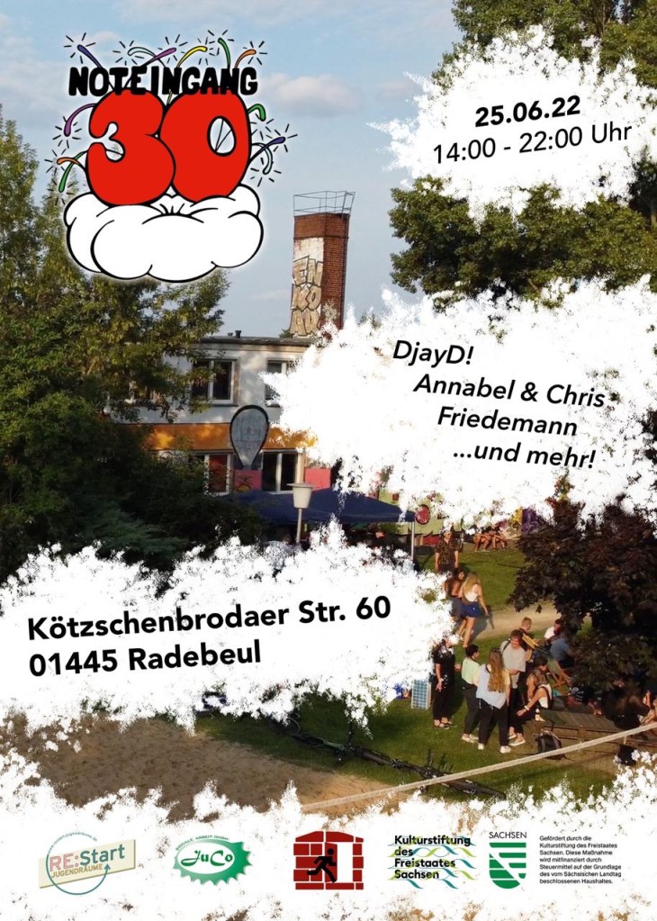 30 Jahre Noteingang, das wird gefeiert
Plakat 30 Jahre Noteingang